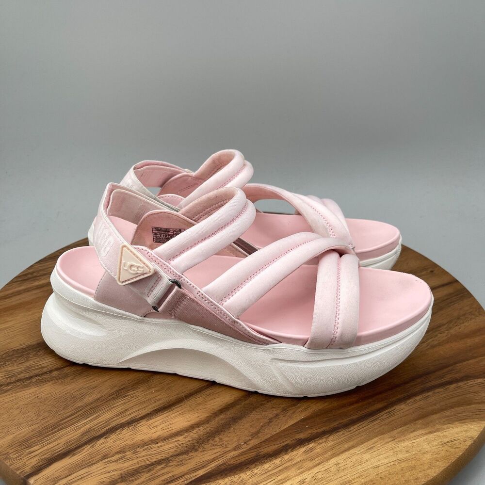 UGG La Sun Sandals Womens Size 11 Pink Strappy Platform Casual Slingback Shoes
